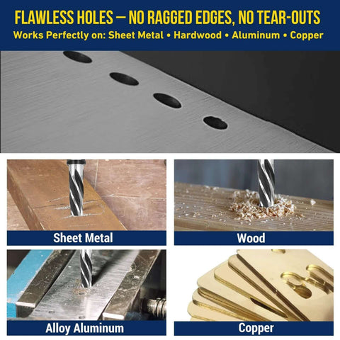 Five Piece Chucking Reamer Set In High Speed Steel For Metal Wood And Plastic With Spiral Flute Delivers Smooth Precise Hole Enlargement Without Chatter Or Burrs Ideal For Bridge Work And Diy Projects Enlarge Holes From Three Eighths To One Inch used on various materials