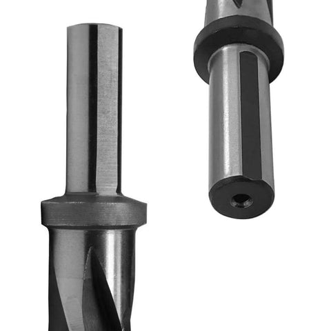 Close-up of 5/8 Inch Spiral Flute Reamer with 1/2 Inch Shank M2 HSS Bridge Reamer for steel and alloys, aluminum, copper, and plastic.