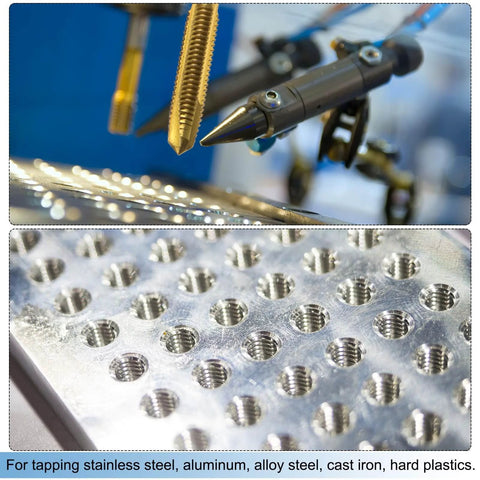 7pcs Spiral Point Tap Set M2 M2.5 M3 M3.5 M4 M5 M6 Metric Thread Screw Taps, Titanium Coated High Speed Steel 6542 Machine Tapping