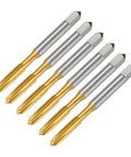 uxcell 6pcs 1/4-20 UNC B2 Spiral Point Thread Tap, Titanium Coated Steel, Screw Threading Tapping Tool