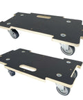 Heavy duty spliceable wood furniture dolly set of 2 with 4 wheels, expandable interlocking platform design, phenolic resin plywood base