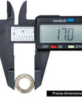 Digital caliper measuring outer diameter of Split Lock Washer Grade Eight Thru Hardened Steel Yellow Zinc Plated 100 Pack