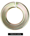 Split Lock Washer Grade Eight Thru Hardened Steel Yellow Zinc Plated showing yellow zinc coating detail
