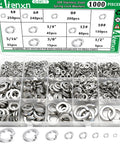 Split Lock Washers Assortment Kit 1000 Pieces 9 SAE Sizes 304 Stainless Steel in labeled box with compartments