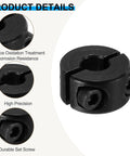 Close-up of Four Pack Split Shaft Collar 6mm Bore 16mm OD 9mm Thick High Clamp Strength Two Piece Locking Design showing features.