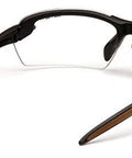 Back view of Spokane Lightweight Half Frame Safety Glasses with Clear Lenses UVA UVB showing flexible nosepiece and rubberized arms