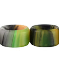 Set of Apex 61D Slim Bowl Fingerboard Wheels With 7.5mm Urethane And ABEC 9 Stealth Bearings in Spooky Swirl Colorway, front view.