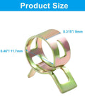 Close-up of 50 Pack Spring Band Clamps Heavy Duty Metallic Hose Clips For 12.5 To 13 Mm Outer Diameter Hoses, 0.46 ID, 0.315 Inch band