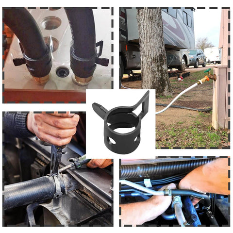 50 Pack 8mm ID Spring Band Clamps for fuel hose, air tube, and water line use in automotive, DIY, and machinery settings