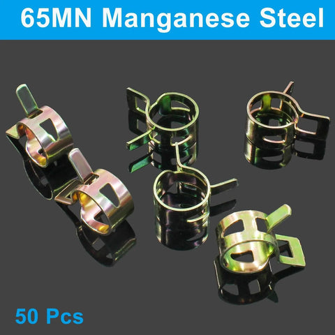 50 Pack Spring Band Clamps Heavy Duty Metallic Hose Clips For 12.5 To 13 Mm Outer Diameter Hoses Fits Air Water Vacuum And Fuel Lines