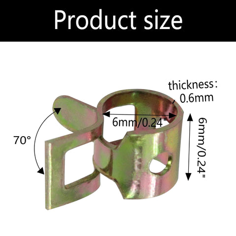 20 Piece One Quarter Inch Spring Band Fuel Hose Clamps Silicone Vacuum Water Pipe Clip Fasteners For Six Point Five To Seven Point One Millimeter