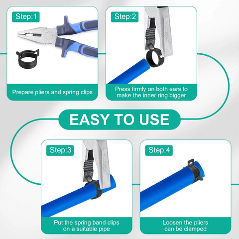 Step-by-step guide on using 50Pcs Spring Band Hose Clamps 6Mm Inner Diameter Colorful Clip Kit, 65Mn Galvanized Steel