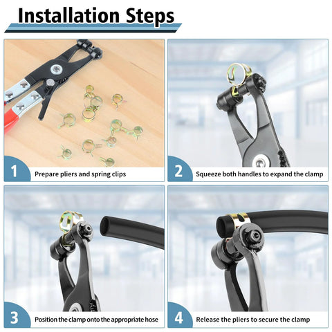 Installation steps for 150Pcs Spring Band Hose Clamps Assortment Kit For Fuel Lines And Silicone Vacuum Hoses With Organized Storage Case