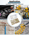 150Pcs Spring Band Hose Clamps Assortment Kit For Fuel Lines And Silicone Vacuum Hoses With Organized Storage Case Including Six Sizes 7mm 8mm 9mm 10mm 11mm And 12mm For Quick Size Selection And Reliable Low Pressure Air And Automotive Repairs applications shown in automotive, industrial, and household settings.
