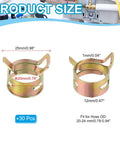 Spring Band Hose Clamps For 20 To 24 Millimeter Hose OD Pack Of 30 Vacuum Constant Tension Clips For Fuel Line Air Hose Water Pipe Gold Finish Corrosion Resistant 65Mn Steel