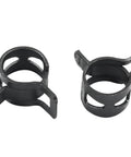 Front view of Twenty Pack 3/8 Inch Inner Diameter Spring Band Hose Clamps, 9.7mm Band Width, Black Finish, with durable steel construction.