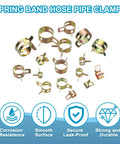 Spring Band Hose Clamps For 7-8.2 Mm OD Hose 50 Pack Corrosion-Resistant 65Mn Steel Vacuum Constant Tension Band Clips Gold