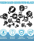 Spring Band Hose Clamps For 18 To 20 Mm Hose OD 15 Pack Corrosion Resistant 65Mn Steel Zinc Plated Vacuum Constant Tension Clips