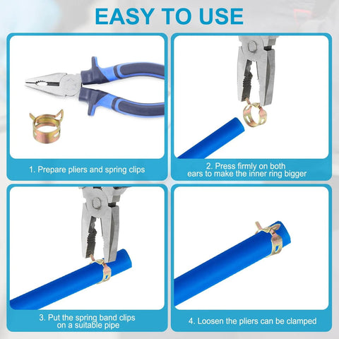 Spring Band Hose Clamps For 7-8.2 Mm OD Hose 50 Pack Corrosion-Resistant 65Mn Steel Vacuum Constant Tension Band Clips usage guide