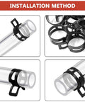 50Pcs 16mm Spring Band Hose Clamps Pack Five Eighth Inch Manganese Steel Hose Clips For Vacuum Water Fuel And Air Lines With Dacromet Coating Beefy Rust Resistant Durable Fit shown in installation demo on clear tubing