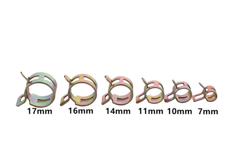 60 Piece Spring Band Hose Clamps Kit With Six Sizes 7mm 10mm 11mm 14mm 16mm 17mm For Water Hoses Air Lines Silicone Tubing