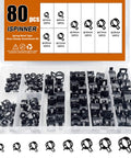 80Pcs Spring Band Hose Clamps Set 7mm To 18mm Low Pressure Vacuum Hose Clips in Black Case