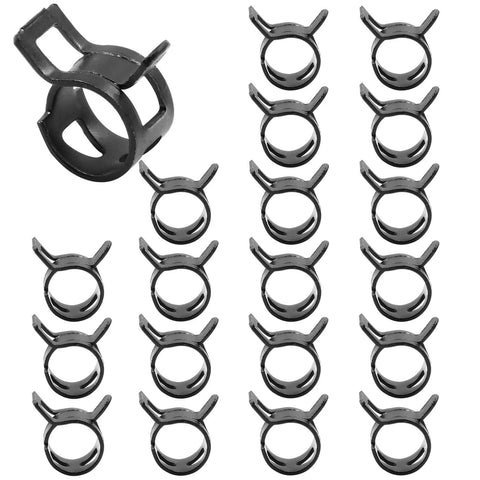 Twenty Pack 3/8 Inch Inner Diameter Spring Band Hose Clamps For Fuel Line Water Pipe And Air Hose, 9.7mm Band Width, Black Finish