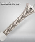 2 Pack Spring Door Stopper Brushed Satin Nickel- 3-1/4" Flexible Spring Door Stops with White Rubber Bumper Tips close-up view
