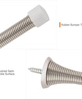 Close-up of 2 Pack Spring Door Stopper Brushed Satin Nickel- 3-1/4" Flexible Spring Door Stops with White Rubber Bumper Tips