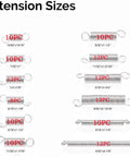 Extension spring sizes for 200 Piece Compression and Extension Spring Kit With Plastic Storage Box, 20 Sizes.