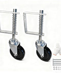 4 Inch Spring Gate Caster For Wooden Doors And Fences Heavy Duty Wheel With Thickened Brackets Black Hard Rubber 2 Pack