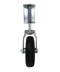 Heavy Duty Flat Free Spring Gate Caster With Universal Mount Eight Inch Wheel 220 Pound Load Capacity front view
