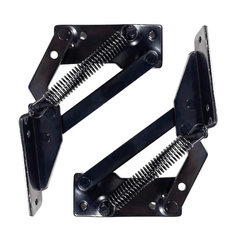 Spring Hinge 90 Degree Folding Lifting Bracket For Sofa Bed And Cabinet Doors Durable Cold Rolled Steel Black, front view