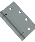 Self Closing Slim Spring Hinges Four And A Half Inch By Four And A Half Inch, close-up of gray prime-coated hinge for metal or wood doors
