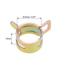 Spring Band Type Hose Clamp 12mm Inner Diameter Fits 12.5-13.2mm Outer Diameter Hose 65Mn Steel Zinc Plated Wear Resistant Corrosion Resistant 50 Pieces