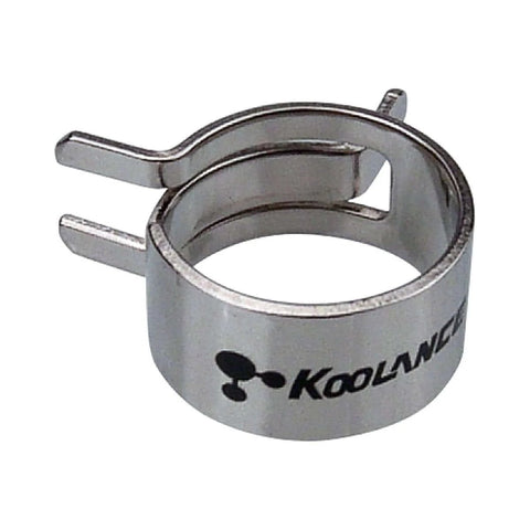 CLM 10 10P Hose Spring Clamp For 13mm OD Tubing One Half Inch Reusable Constant Tension Hose Clamp For Koolance Barbed Fittings Ideal For Liquid Cooling Systems Nickel Plated Steel Construction Includes Ten Pack close-up view