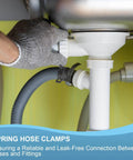 Spring Band Hose Clamps For 18 To 20 Mm Hose OD 15 Pack Corrosion Resistant 65Mn Steel Zinc Plated Vacuum Constant Tension Clips For Fuel Line Air Hose Silicone Vacuum Tubing Water Pipe Black installed under a sink
