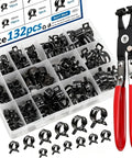 132 Pcs 6 To 25Mm Spring Hose Clamps With Hose Clamp Pliers In 16 Sizes Constant Tension Hose Clamp Kit in storage box