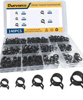 Assorted Spring Hose Clamps Kit 6mm 7mm 9mm 10mm 11mm For Automotive Fuel Air Water Silicone And Vacuum Hoses Small Spring Band Clips Ideal For Quick Secure Leak Free Connections In Cars Boats Tractors And Home Workshop Projects. Plastic box with steel clamps in various sizes.