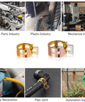 50 Piece 13mm Half Inch Spring Hose Clamps Kit For Low Pressure Air Lines, Reusable Clip Fasteners, displayed in various industry settings.