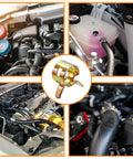 90 Pcs Spring Hose Clamps Assortment Kit With Eight Sizes 6 To 16 Mm Leakproof Fuel Line Clamps For Motorcycle Automotive Marine And Lawn Mower Spring Loaded Clip Straps For Secure Seals illustrating use in engines and fuel lines.