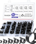 90Pcs 6-25mm Spring Hose Clamps Kit For Auto Gearheads, sturdy black clamps in a compartmentalized case.