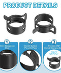 Spring Band Hose Clamps For 18 To 20 Mm Hose OD 15 Pack Corrosion Resistant 65Mn Steel Zinc Plated Vacuum Constant Tension Clips
