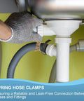 Spring Band Hose Clamps For 7-8.2 Mm OD Hose 50 Pack Corrosion-Resistant 65Mn Steel installed under sink