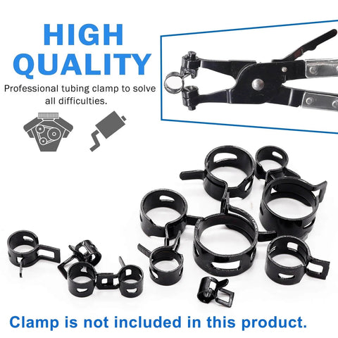 Assorted Spring Hose Clamps Kit, 140 Pcs, 6 To 22 Mm Range, black 65Mn steel clips with professional tubing clamp not included.