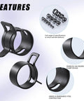 90Pcs 6-25mm Spring Hose Clamps Kit For Auto Gearheads showcasing black clamps with constant tension steel, close-up
