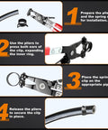 Instructions for using the 380 Pcs 6 To 22 Mm Spring Hose Clamps Kit 12 Sizes Black Fuel Line Clamps with pliers.