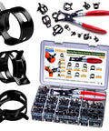 Spring Hose Clamps Kit 340 Pieces With Clamp Tool 12 Sizes From 6mm To 22mm For Automotive Marine Gardening And Industrial Applications Includes 340Pcs Clamp Set And Installation Tool