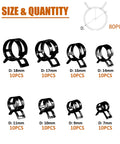 80Pcs Spring Band Hose Clamps Set 7mm To 18mm Low Pressure Vacuum Hose Clips sizes and quantities chart