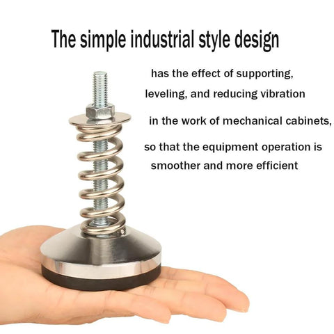 Close-up of Split Type Heavy-Duty Spring Isolator Floor Standing Base for Workbenches and Machines, 3.15 Inch Diameter, held in hand